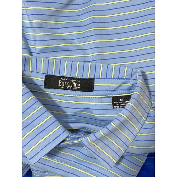 Men's Burnt Pine Golf Club Blue Yellow  Short Sleeve Polo Shirt Medium - Picture 2 of 10